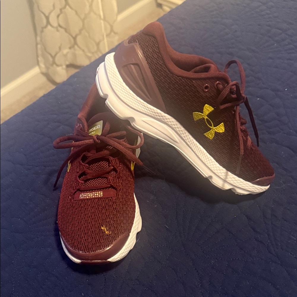 Under Armour Maroon and Yellow Running Shoes